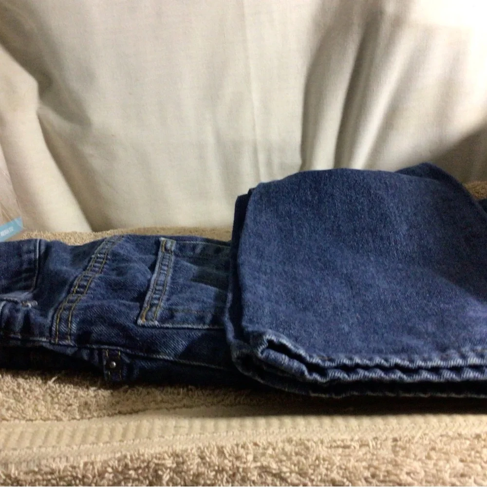 The Children's Place Men's Straight Jeans - Dark Blue with Brown Stitching